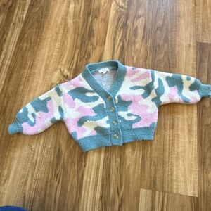 Grayson Mini Camo Print Fuzzy Cardigan Size 12M